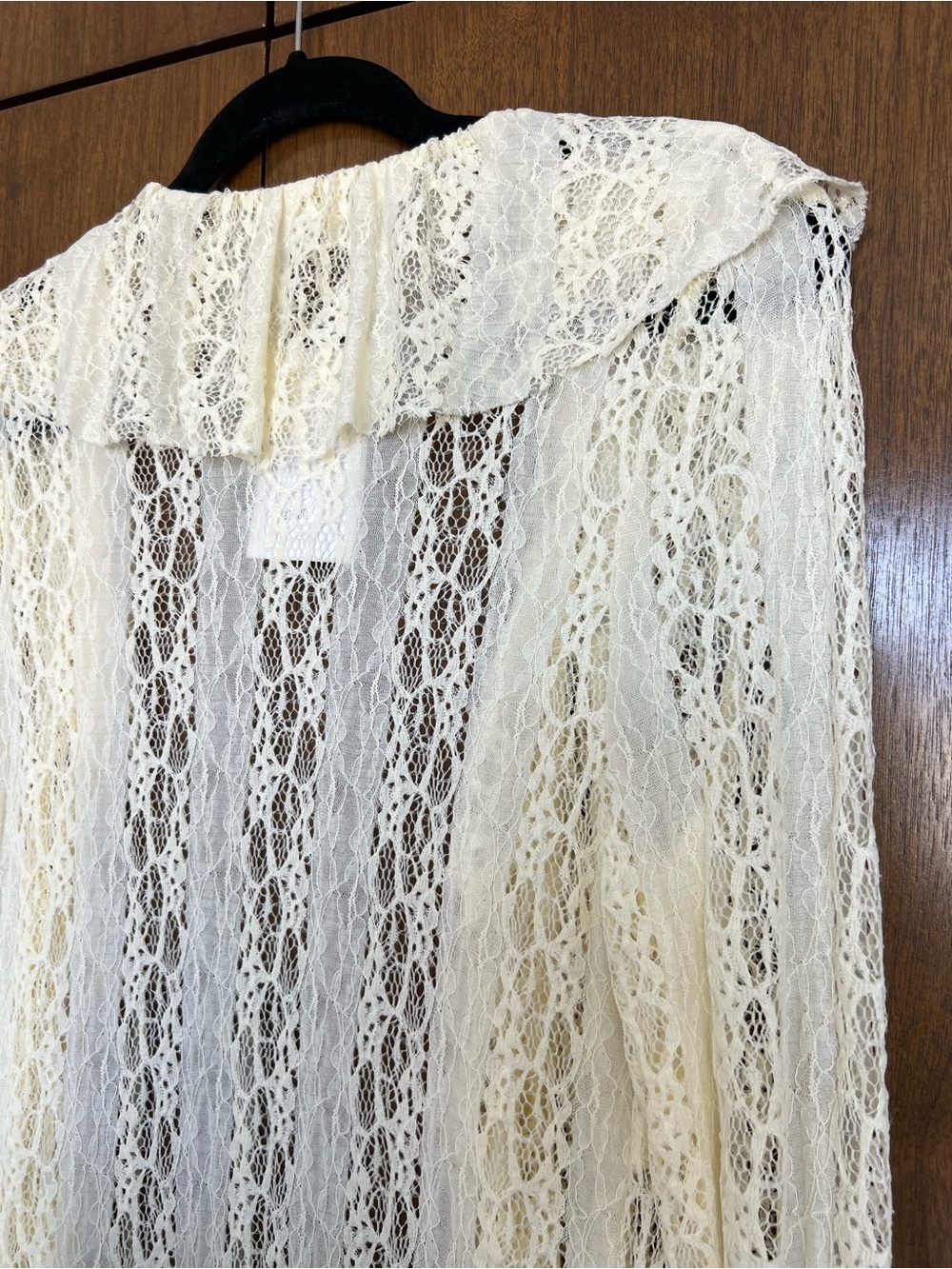 Cream Lace Ruffled Long Duster - Picture 7 of 7